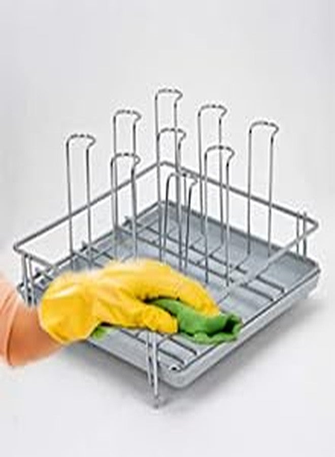 LEVON Stainless Steel Glass Countertop Tiered Shelf Stand for 6 and 9 Glass/Glass Holder for Kitchen/Dining Table Glass Stand (9 Rack) - Image 2